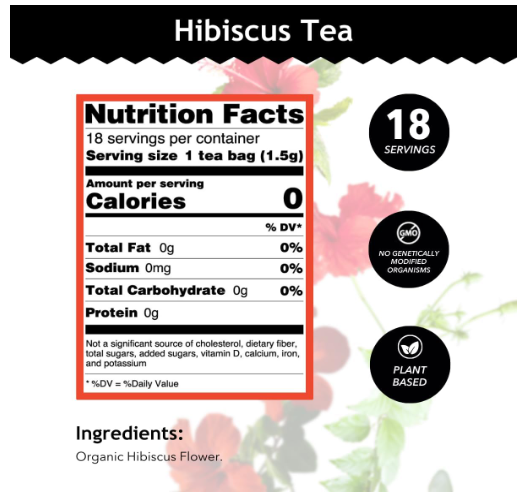 Buddha Teas Hibiscus Organic Herbal Tea 18 Tea Bags
