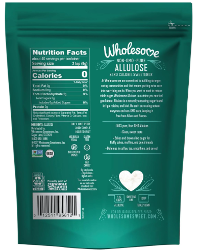 Wholesome Allulose Zero-Calorie Sweetener, Non-GMO, Vegan 12oz.