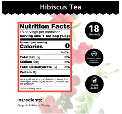 Buddha Teas Hibiscus Organic Herbal Tea 18 Tea Bags
