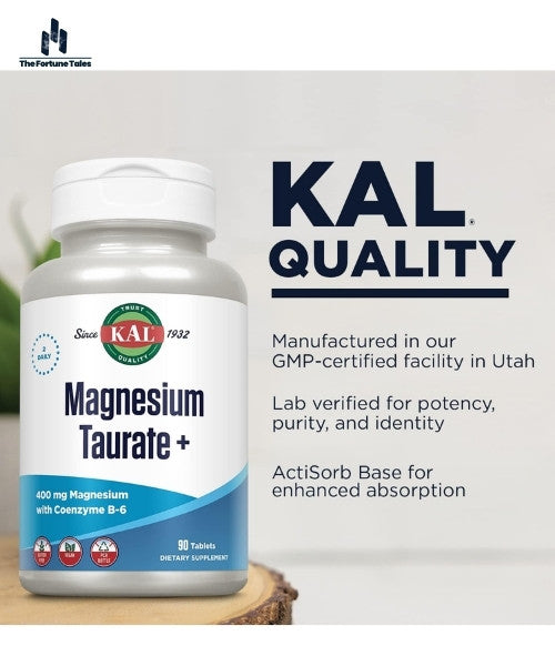 KAL-Magnesium-Taurate-400mg-Coenzyme-B6-Vegan-Heart-Health-90-Tabs